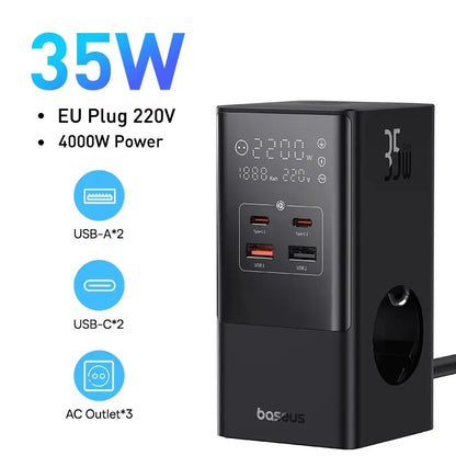 Baseus 35W Fast Charger 7w1 Power Strip - Stacja Ładująca Surge Protector iPhone