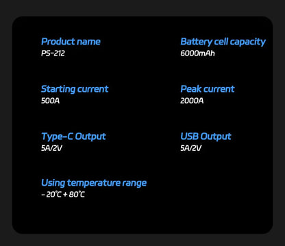 Rozrusznik Awaryjny 12V 6000mAh - Przenośny Powerbank z Oświetleniem