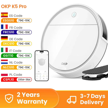 Robot Odkurzający OKP K5P 500Pa WiFi - Samoładujący