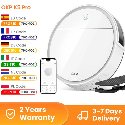 Robot Odkurzający OKP K5P 500Pa WiFi - Samoładujący