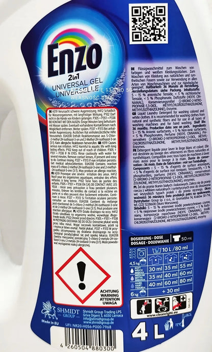 Deluxe Enzo Washing Gel Color + Universal 2 in 1 2x4L