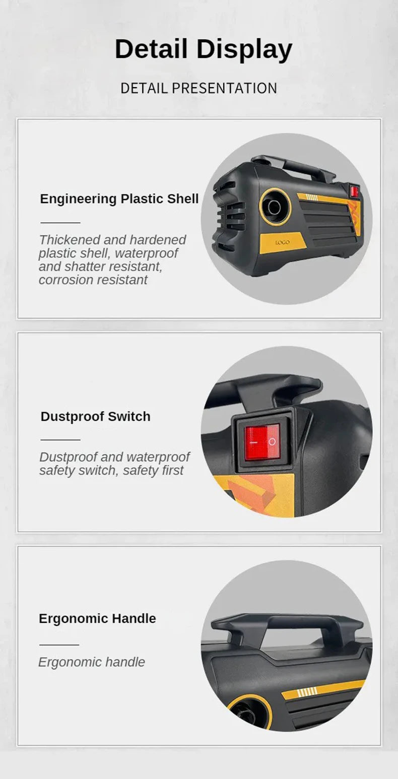 Myjka Elektryczna 3000W 220V - Powerful High Pressure Car Washer Home Floor Cleaner