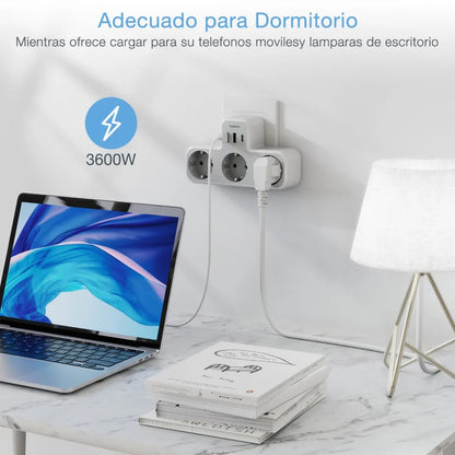 Listwa Zasilająca TESSAN 3 Gniazdka EU - Przedłużacz Ścienny z Ochroną Przeciążeniową