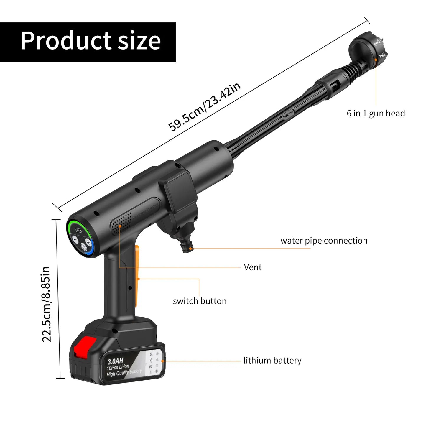 Myjka Ciśnieniowa Bezszczotkowa 50Bar - Akumulatorowa do Mycia Samochodu 18-21V