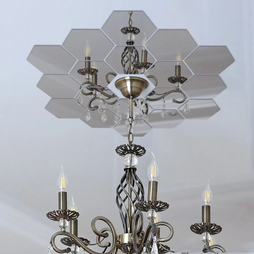 Naklejki Lustrzane Heksagon 6/12szt 3D - Akrylowe Samoprzylepne Dekoracje Ścienne