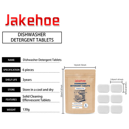 6PCS Dishwasher Cleaning Tablets - Deep Clean & Deodorize - Remove Grease & Limescale - Safe for All Dishwasher Brands