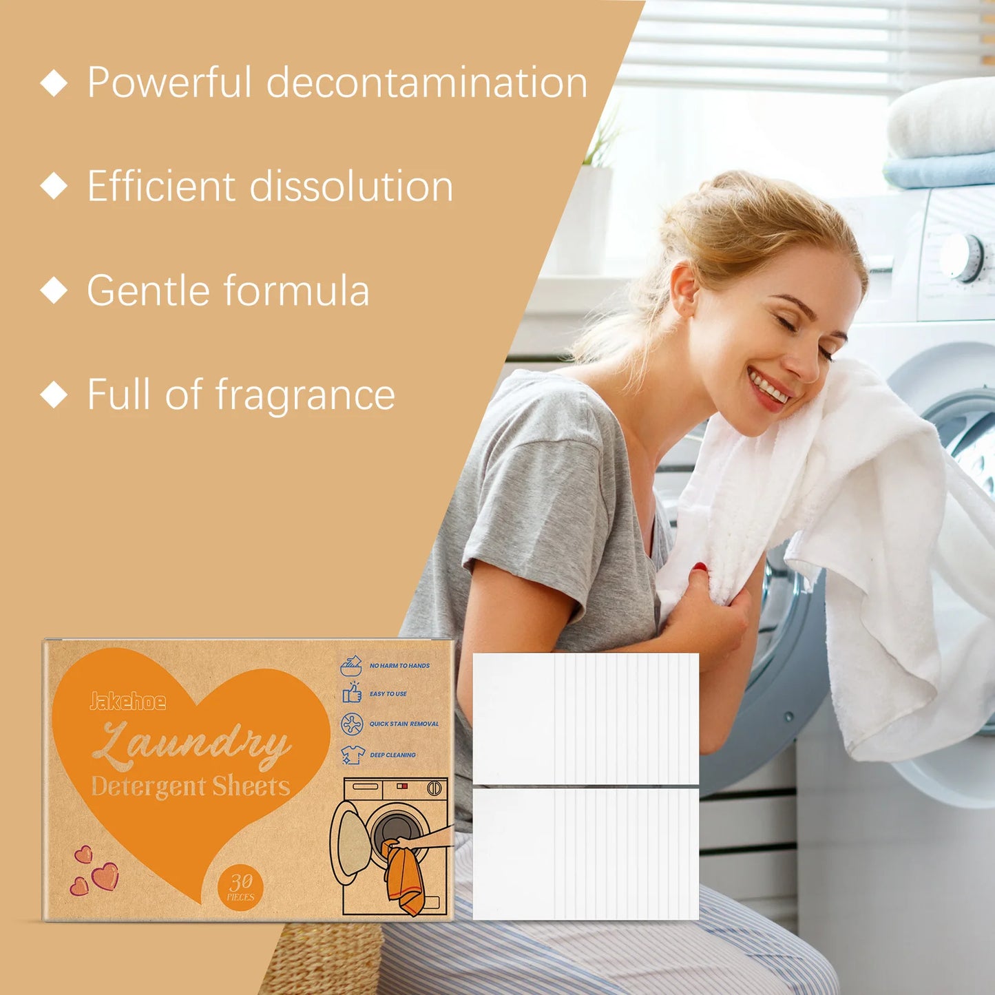 30/60/120PCS Laundry Soap Tablets Highly Concentrated and Powerful Stain Removal Portable Portable Ingredients Gentle