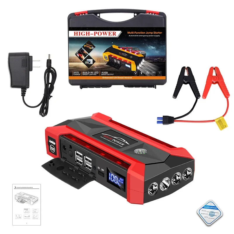 Rozrusznik 30000mAh Przenośny - Jump Starter 12V Benzyna Diesel Powerbank Awaryjny
