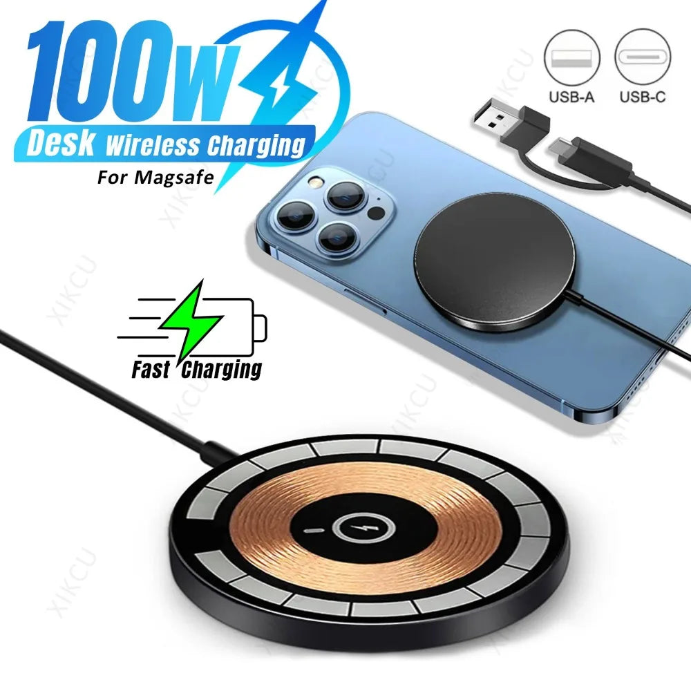 Ładowarka Magnetyczna 100W MagSafe - iPhone 16 Pro Max 15 14 13 12 Samsung AirPods