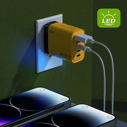 Ładowarka 240W GaN 5w1 USB-C - 3PD 2USB QC3.0 Kabel 10A iPhone 16 Samsung