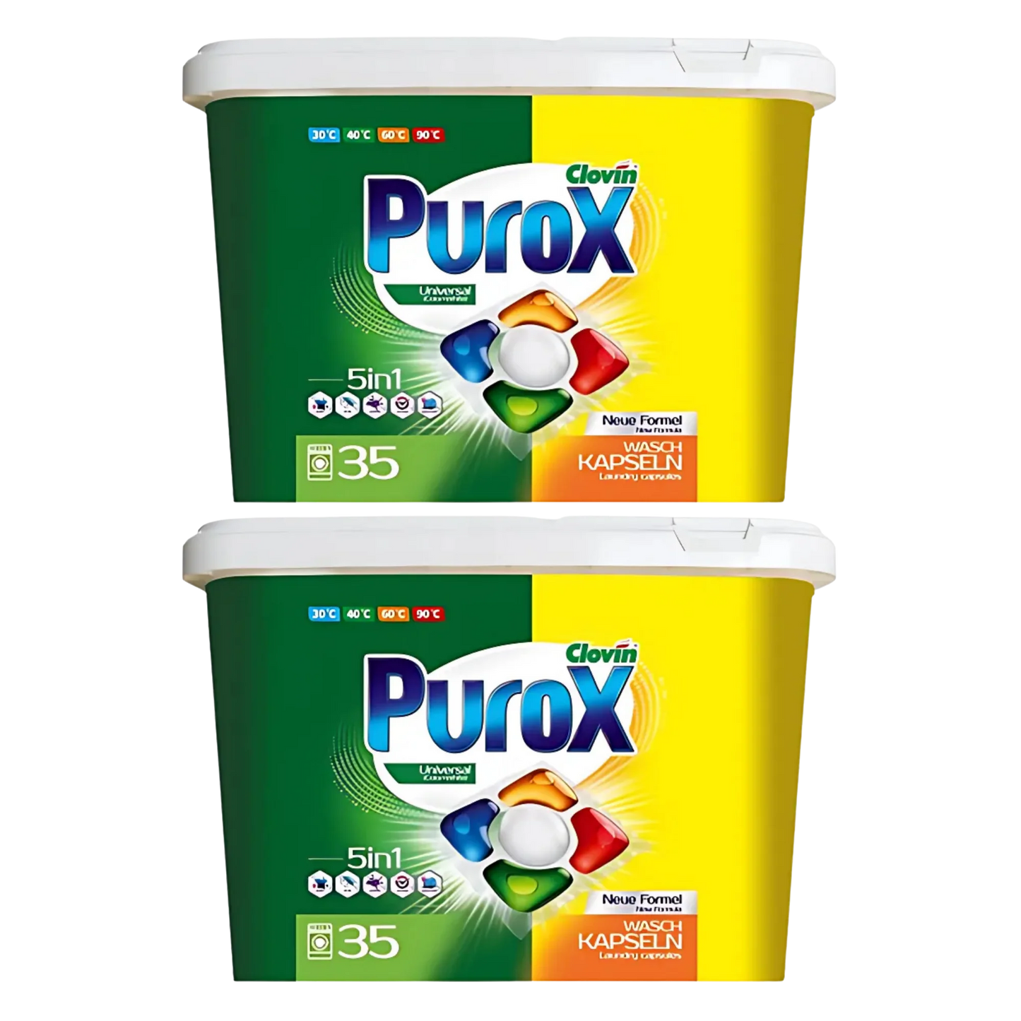 PUROX Universal Powder Gel Kapsułki 35szt x2 - Zestaw Kapsułek do Prania Purity