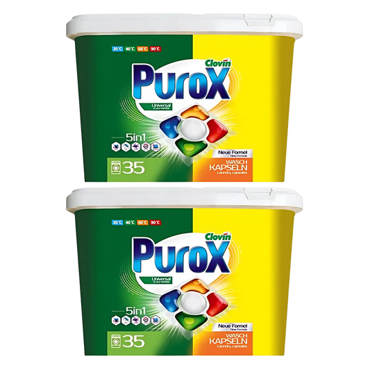 PUROX Universal Powder Gel Kapsułki 35szt x2 - Zestaw Kapsułek do Prania Purity