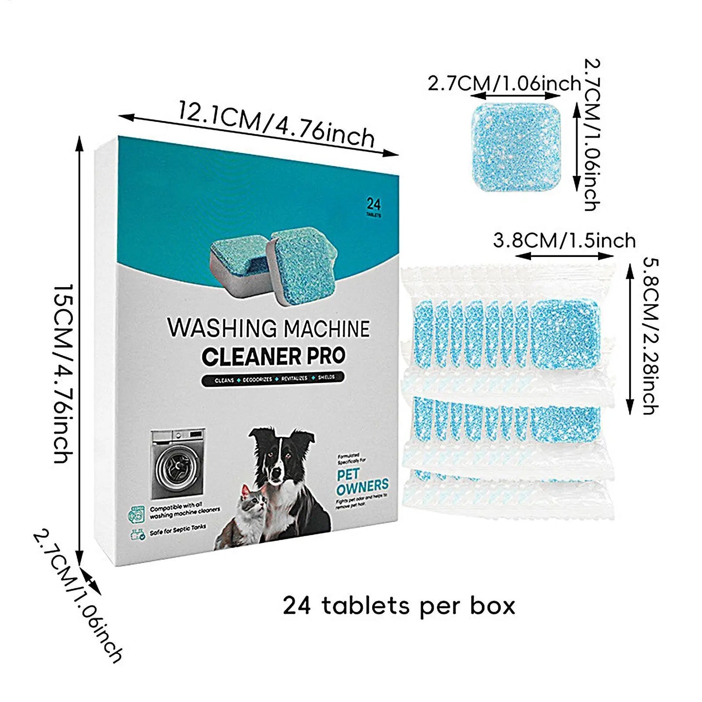 24Pcs Washing Machine Cleaner Powerful Descaling and Deodorizing Effervescent Tablets Domestic Cleaning For Machines Tank Home