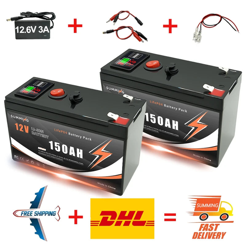 Bateria LiFePO4 12V 150Ah Litowa - 4000+ Cykli do Paneli Solarnych UPS Kajaków