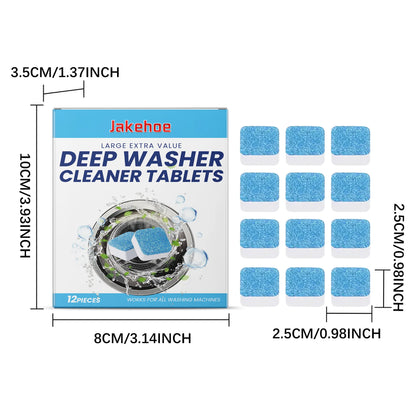 12pcs Washing Machine Cleaner Tablets, Deep Clean & Deodorize for Front/Top Load Washers, Removes Limescale & Residue