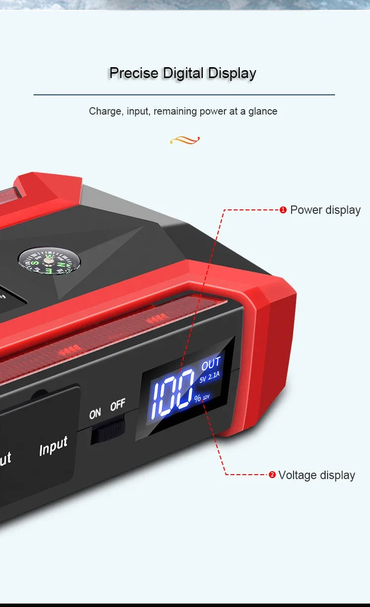Rozrusznik 30000mAh Przenośny - Jump Starter 12V Benzyna Diesel Powerbank Awaryjny