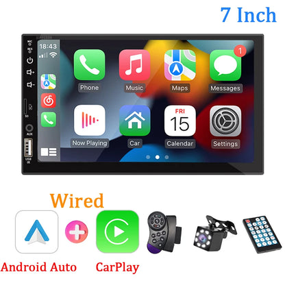 Radio 7 Carplay Android Auto - 1 Din Multimedia Player HD Touch Screen FM Bluetooth MirrorLink