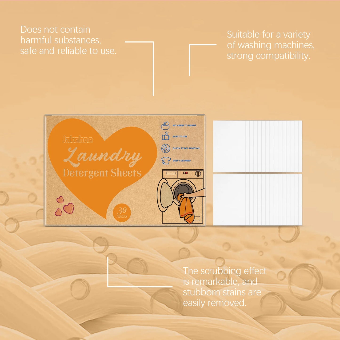 30/60/120PCS Laundry Soap Tablets Highly Concentrated and Powerful Stain Removal Portable Portable Ingredients Gentle