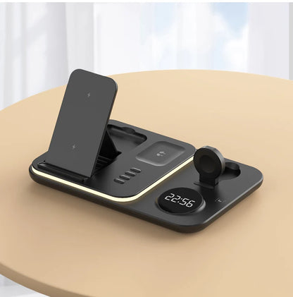 Ładowarka Bezprzewodowa 5w1 RGB - iPhone 17/16/15 Samsung Apple Watch