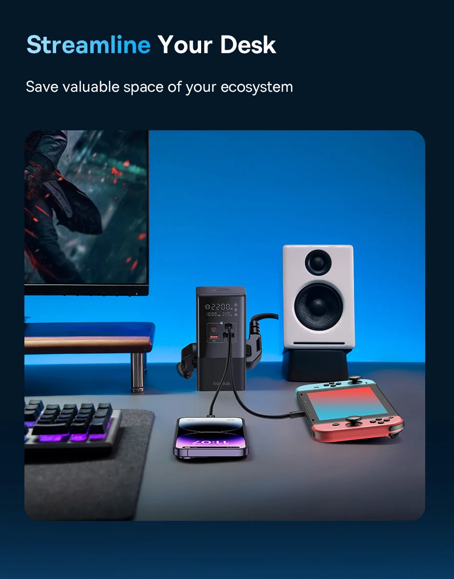 Baseus 35W Fast Charger 7w1 Power Strip - Stacja Ładująca Surge Protector iPhone