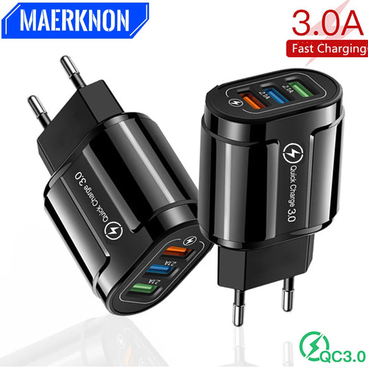 Ładowarka Quick Charge 3.0 18W - 3 Porty USB Szybka EU/US dla iPhone Samsung Xiaomi