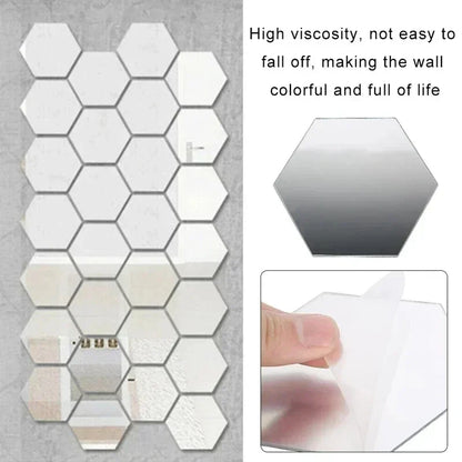 Naklejki Lustrzane Heksagon Akryl - Złote Srebrne Mozaika Samoprzylepne DIY