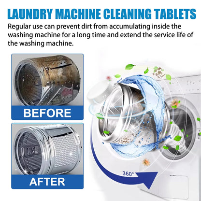5g Washing Machine Cleaner Tablets, Effervescent Deep Cleaning & Deodorizing for Front/Top Load Washers, Removes Dirt & Odors