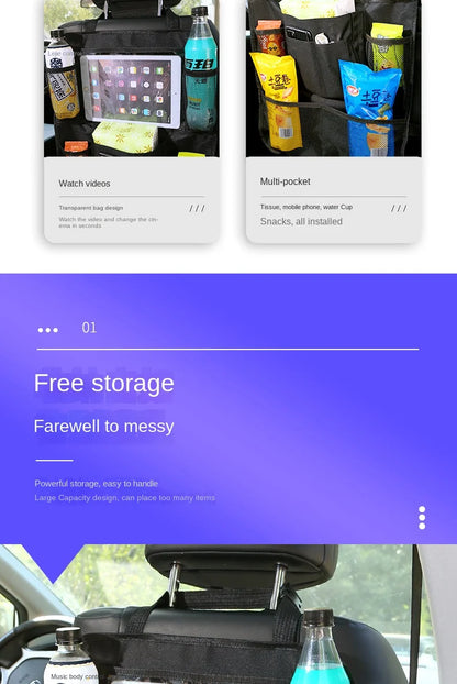 Organizer na Tylne Siedzenie Samochodu z Uchwytem na Tablet - Ochrona Fotela i Kieszenie