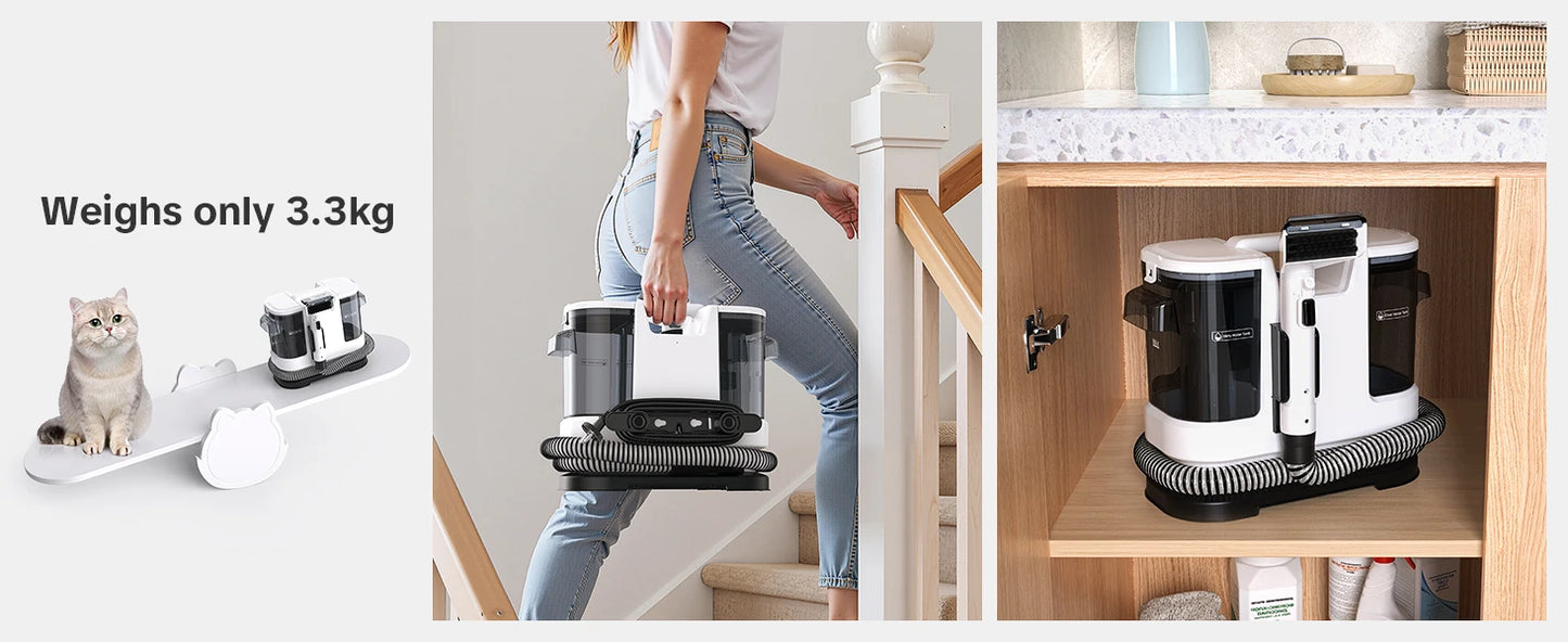 Lubluelu V8 Myjący Odkurzacz Dywanów 800W - Gorąca Woda 60°C, Silne Ssanie 15kPa