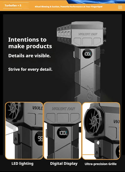 Dmuchawa 990000RPM Turbo - Powerful Air Blower Brushless Motor 198km/h Display Vacuum Kit