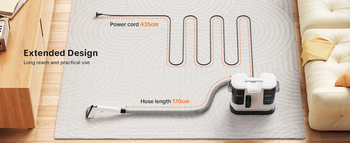 Lubluelu V8 Myjący Odkurzacz Dywanów 800W - Gorąca Woda 60°C, Silne Ssanie 15kPa