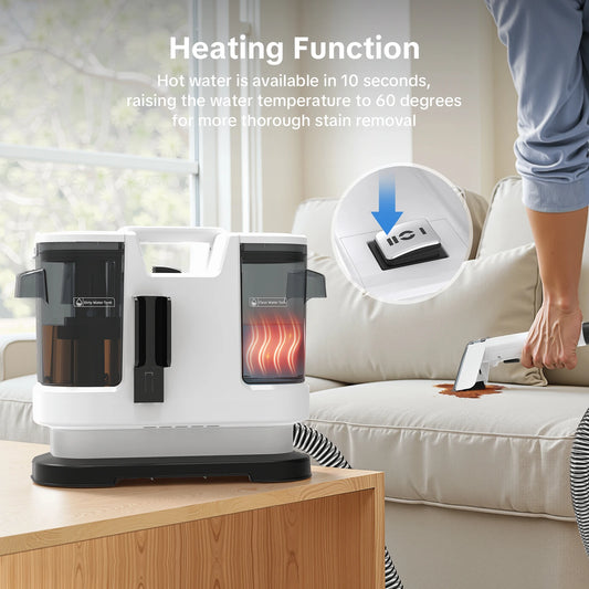 Lubluelu V8 Myjący Odkurzacz Dywanów 800W - Gorąca Woda 60°C, Silne Ssanie 15kPa