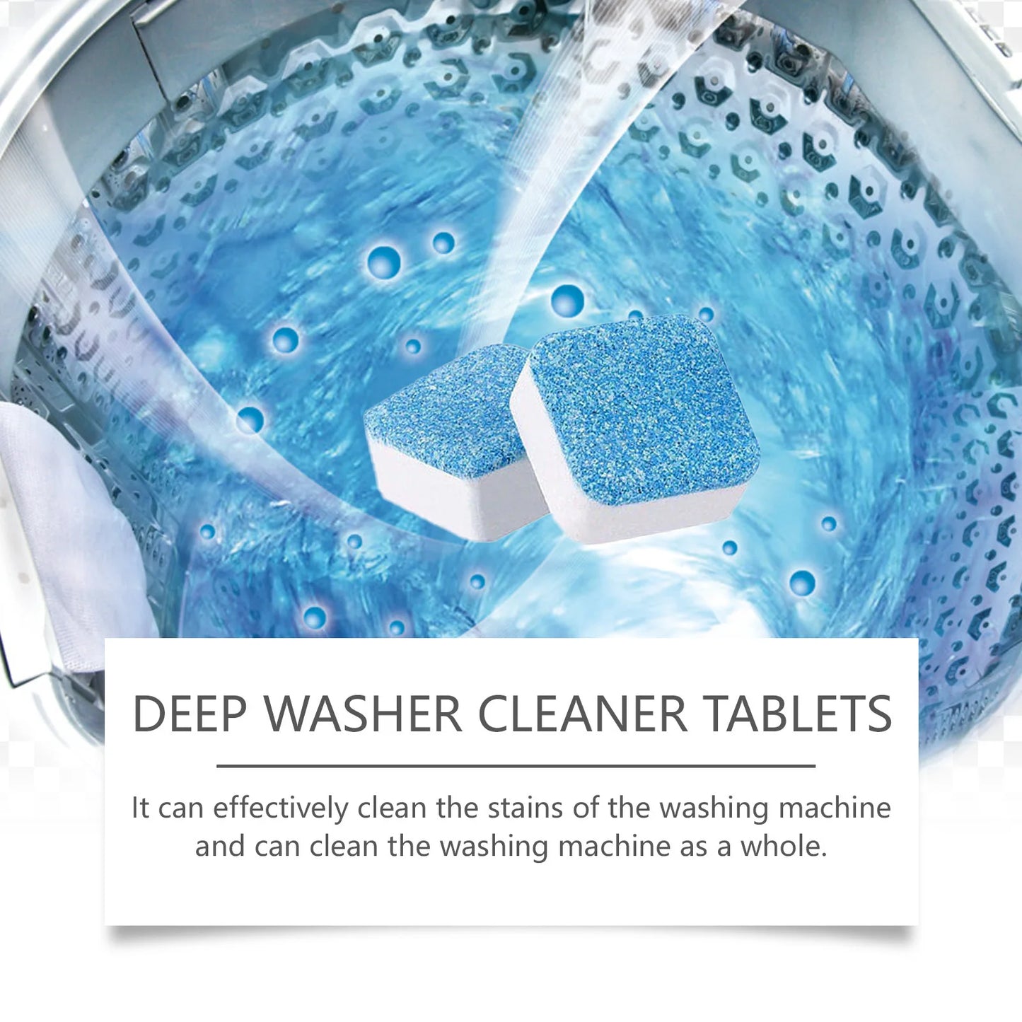 12pcs Washing Machine Cleaner Tablets, Deep Clean & Deodorize for Front/Top Load Washers, Removes Limescale & Residue