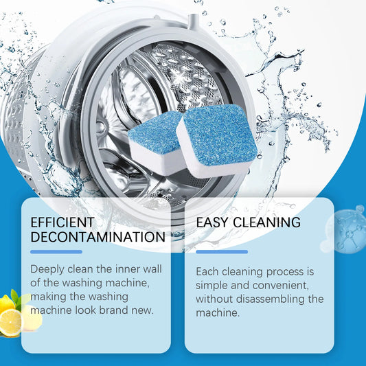 12pcs Washing Machine Cleaner Tablets, Deep Clean & Deodorize for Front/Top Load Washers, Removes Limescale & Residue