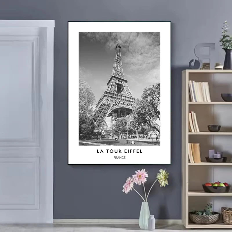 Minimalistyczny Plakat Czarno-Biały Miasta Nowy Jork Paryż Rzym - Obraz na Płótnie Dekoracja Ścienna