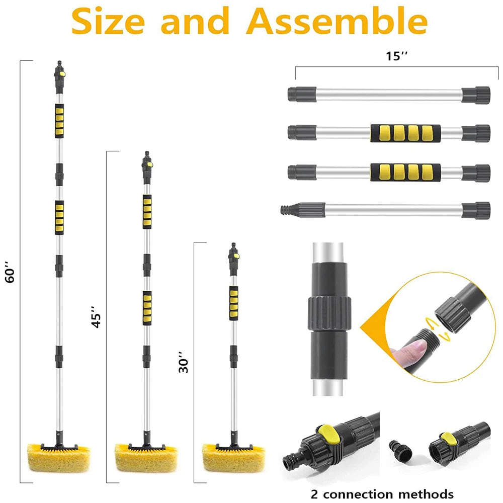 Szczotka Myjąca Assemblable - Car Wash Brush Long Rod Connectable Water Pipe Spray Soft Window Wipe