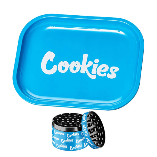 Metalowa Tacka Rolling Tray i Grinder 50mm - Niebieski Zestaw