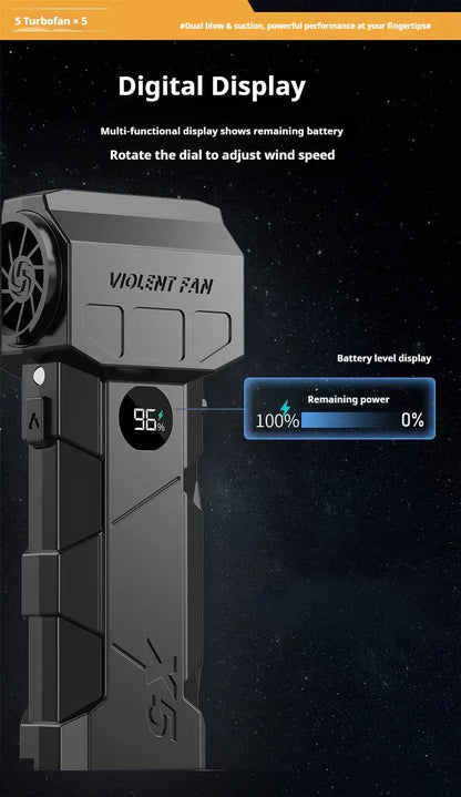 Dmuchawa 990000RPM Turbo - Powerful Air Blower Brushless Motor 198km/h Display Vacuum Kit