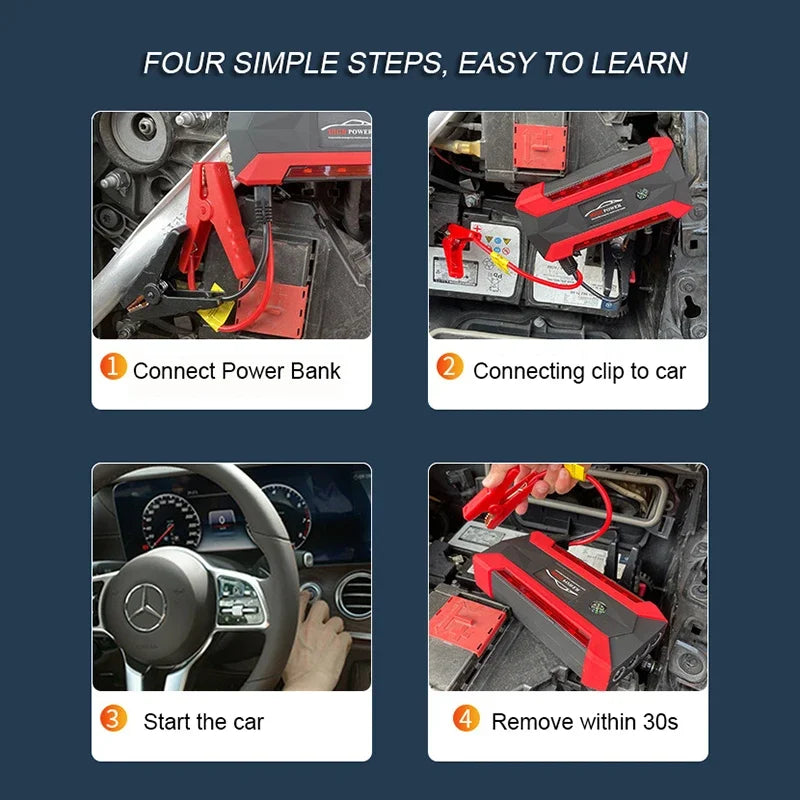 Rozrusznik 30000mAh Przenośny - Jump Starter 12V Benzyna Diesel Powerbank Awaryjny