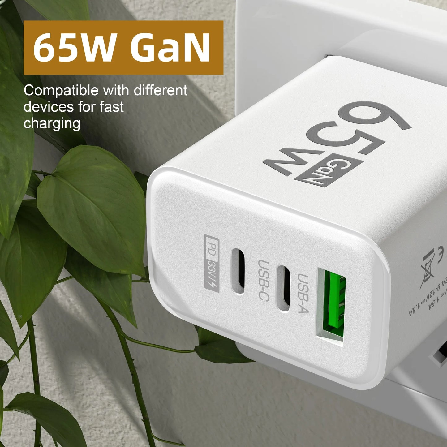 Ładowarka 65W GaN USB Type-C PD QC3.0 - Szybka iPhone 14 13 Samsung Xiaomi