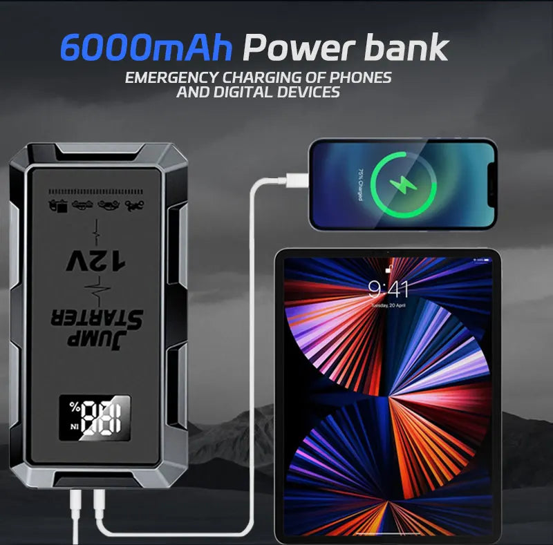 Rozrusznik Awaryjny 12V 6000mAh - Przenośny Powerbank z Oświetleniem