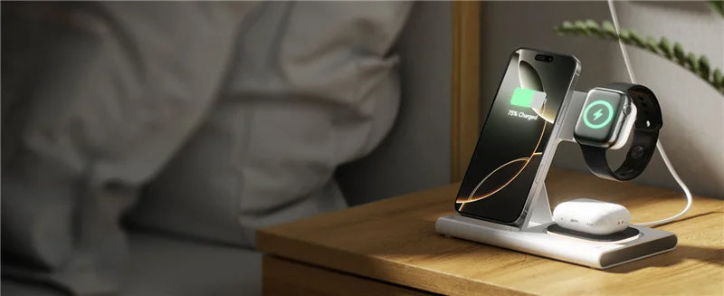 Ładowarka Bezprzewodowa 300W 3w1 Składana - iPhone 16/15/14 Samsung Watch AirPods