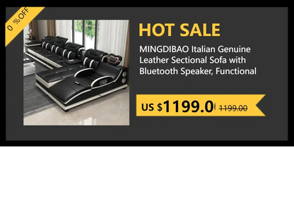 Sofa Narożna MANBAS ze Skóry Włoskiej - USB Bluetooth LED Schowek