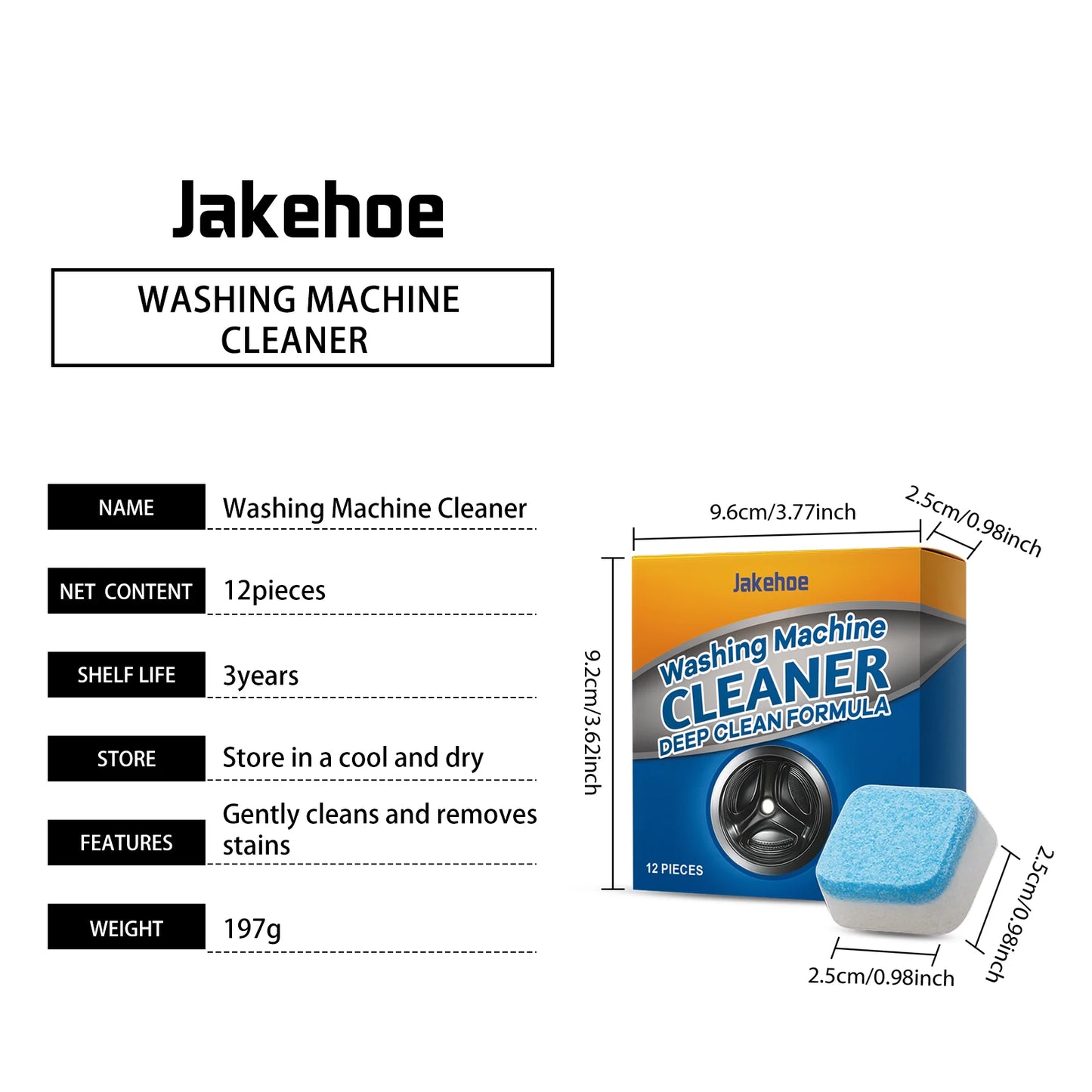 Powerful Washing Machine Cleaner Tablets - Deep Cleans, Removes Tough Stains & Limescale, Eliminates Odor & Mold