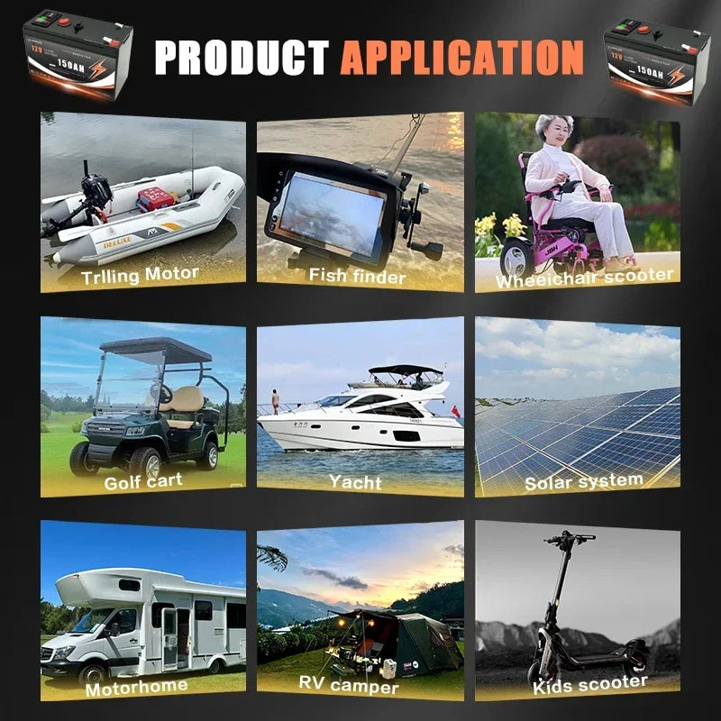 Bateria LiFePO4 12V 150Ah Litowa - 4000+ Cykli do Paneli Solarnych UPS Kajaków