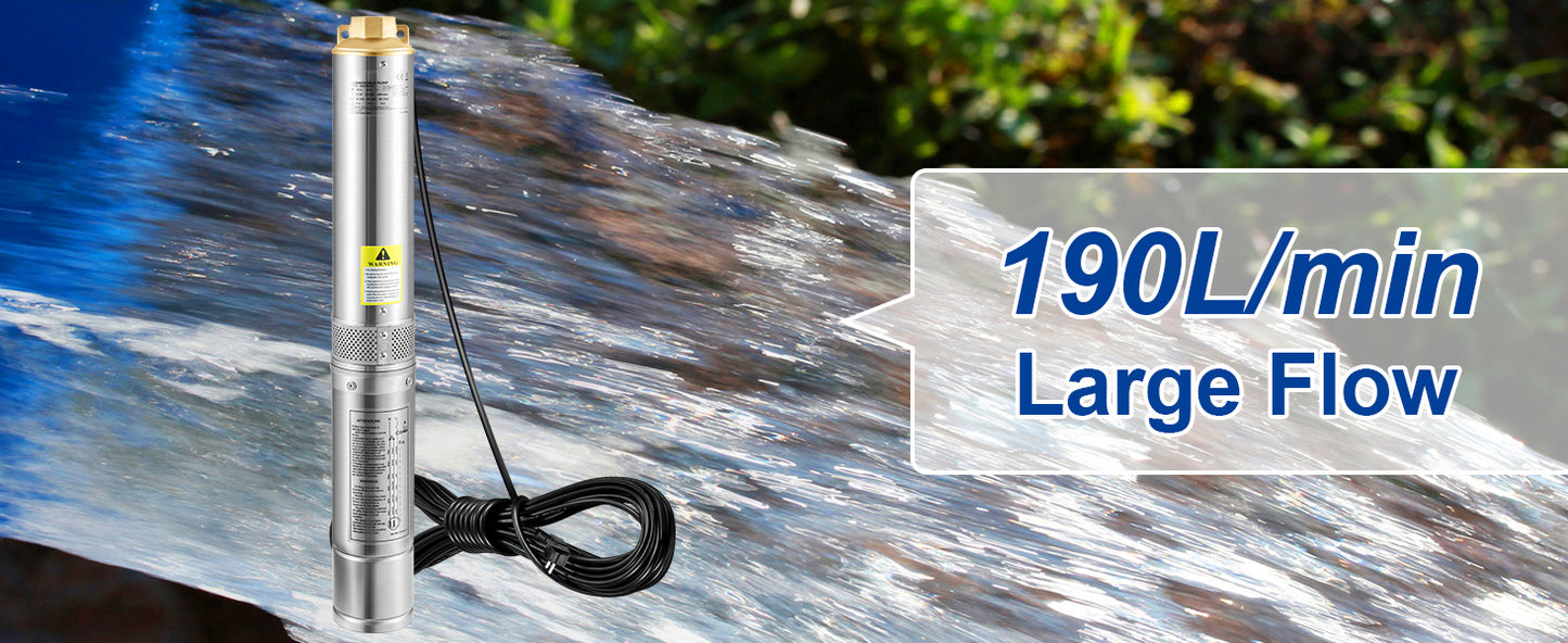 Pompa Głębinowa SucceBuy 370W/550W/750W/1100W - Stal Nierdzewna Deep Well Submersible