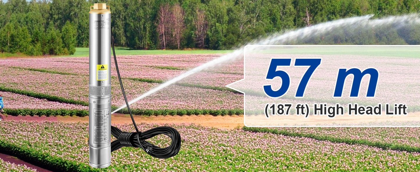 Pompa Głębinowa SucceBuy 370W/550W/750W/1100W - Stal Nierdzewna Deep Well Submersible