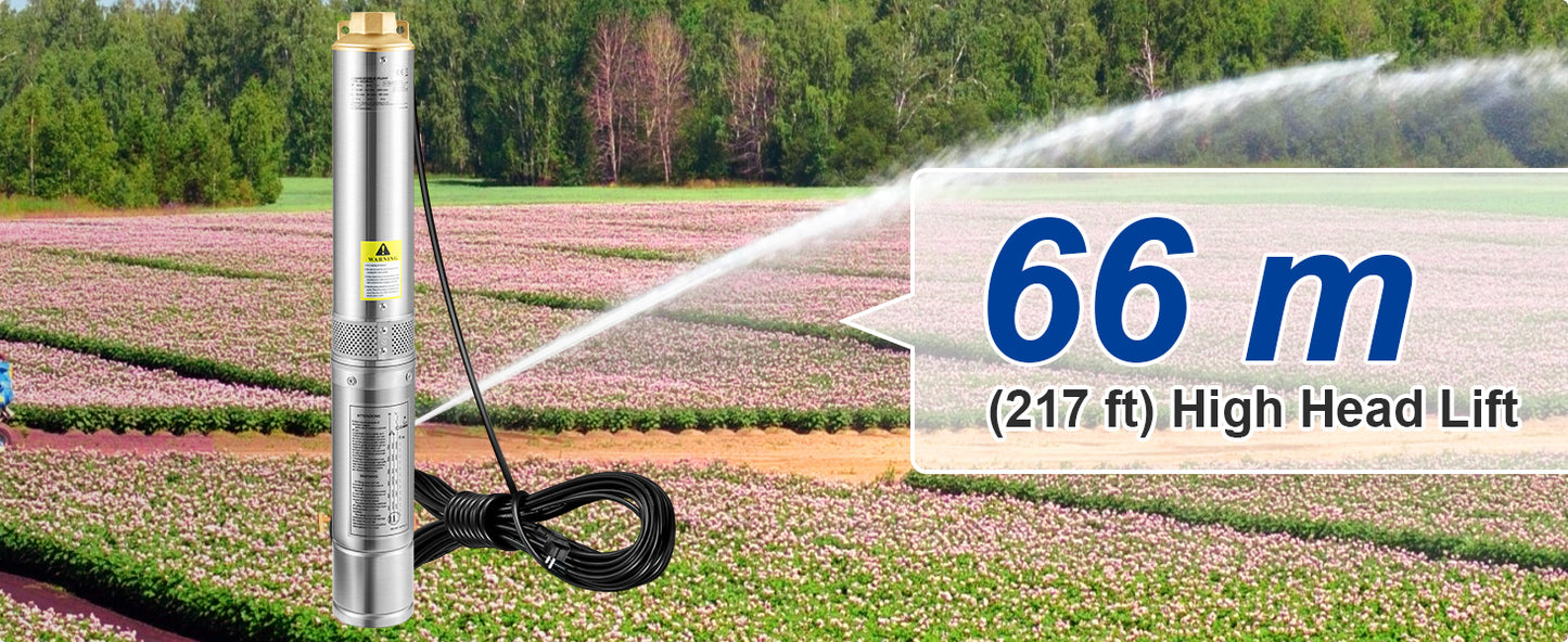 Pompa Głębinowa SucceBuy 370W/550W/750W/1100W - Stal Nierdzewna Deep Well Submersible