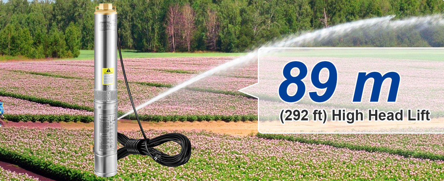 Pompa Głębinowa SucceBuy 370W/550W/750W/1100W - Stal Nierdzewna Deep Well Submersible