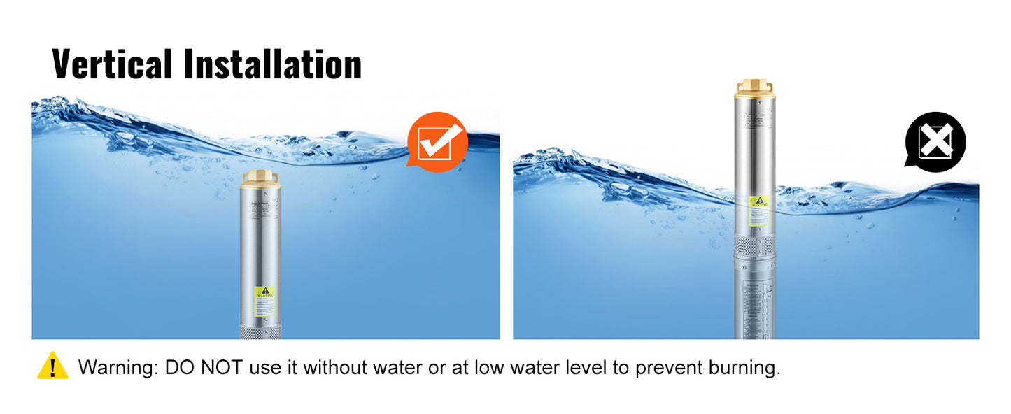 Pompa Głębinowa SucceBuy 370W/550W/750W/1100W - Stal Nierdzewna Deep Well Submersible